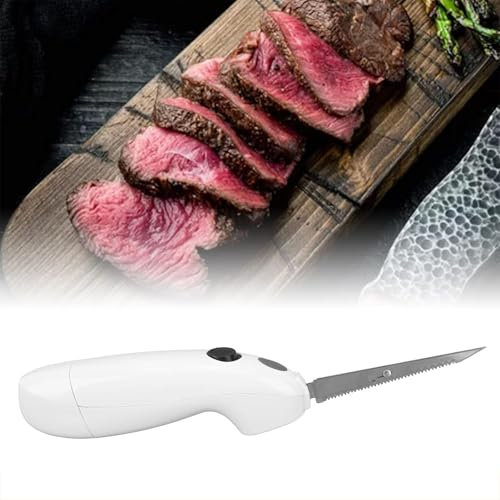 ERICAT Cuchillo para Carne Inalámbrico, Cortador De Pan Eléctrico con Mango Antideslizante, Talla Carnes De Manera Eficiente Y Cuchillas Retiradas, Acción De 1 Toque Y Fácil Limpieza, para El Hogar