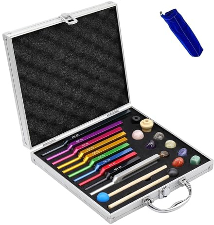 NEWFUN Stimmgabel,Stimmgabel Neurologie,10er Set (174 Hz, 285 Hz, 396 Hz, 417 Hz, 432 Hz, 528 Hz, 639 Hz, 741 Hz, 852 Hz, and 963 Hz), für Klangtherapie Gewichtete Stimmgabel Geeignet Meditation