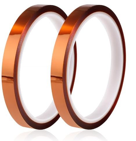 YIXISI 2 Pièces 10mmx33m Ruban Adhésif de Film de Polyimide, Résistant à La Chaleur Ruban, Kapton Bande, pour Imprimante 3d, Masquage, Soudure, Carte de Circuit Imprimé Isolant