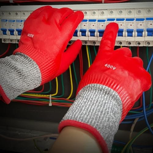 DAZZLEEX 1 Pair Of Electric Gloves, Safety Gloves, 400V Low Voltage Electrician Special Anti-cut Insulating Gloves Rubber Household Touch Screen Gloves