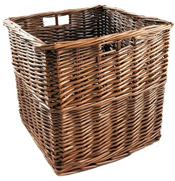Arthur Cameron - Wicker Storage Cube with Built-in Handles - 32 x 32 x 31 cm - Cube Storage Unit, Perfect for Bedroom or Living Room - Wicker Box, Kallax Basket, Storage Basket (Distilled Brown)