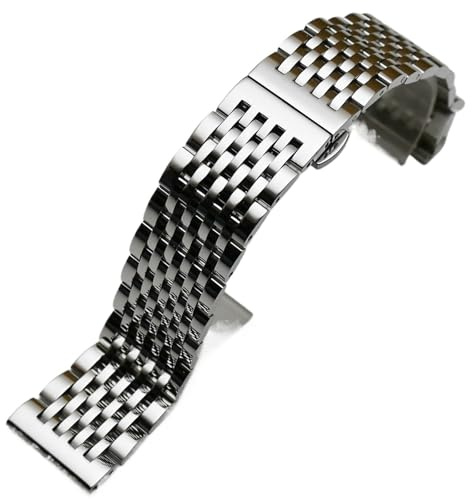 CKAKZTPTEV Edelstahl-Uhrenarmband mit gebogenem Ende, Metallarmband