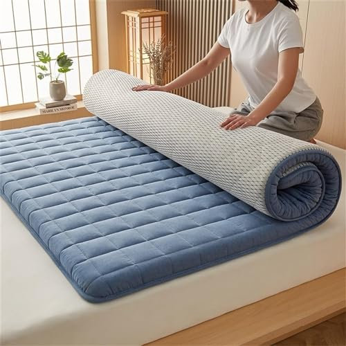 SFNIOKFG Japanische Faltbare Tatami-Matratzenmatte, Einzel-/Doppel-Futon-Bodenmatratze, Klappbett, tragbare Campingmatratze, rutschfeste Bodenliege, Schlafsofa (Farbe: B, Größe: Einzelbett