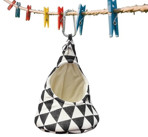QQdou Peg Bag for Washing Line with Hanger, Storage Peg Holder Sliding on Clothesline, Reusable Conical Peg Holder, Portable Laundry Storage Solution for Clothespin(Black and White, 22 cm x 15 cm