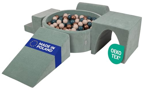 KiddyMoon Spielplatz Aus Schaumstoff Für Kinder (200 Bälle) Waschbare Bezug
