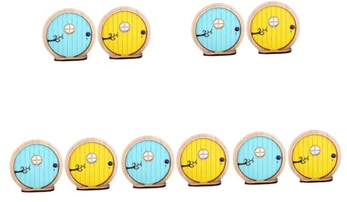 Toyvian 5 Series Puerta Miniatura De Hadas De Madera Jardín Decoración De Paisaje Interiores 2 Piezas X 5