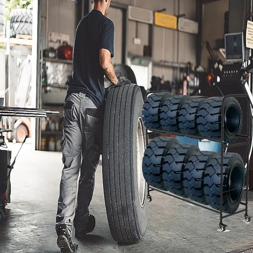 Supporto per Pneumatici con Ruote, Sistema di stoccaggio Multi-Pneumatico a 2 Livelli per Garage/Officina, Organizer per Ruota di scorta in Acciaio Regolabile i