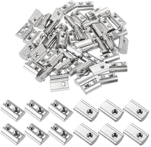 PATIKIL M5 Half Round Roll in Spring t Nuts, 50 Pcs 4545 Series Carbon Steel t Slot Spring Nuts for 10mm Aluminum Extrusion Profile 3D Printer DIY Tools Furniture Assembly, Silver
