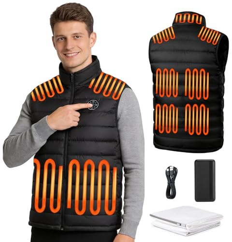 Heated Gilet for Men and Women with 20000mAh Battery Power Bank, Heated Vest with 9 Heating Zones for Outdoor Work Skiing Hiking Fishing, Heated Body Warmer Jacket Coat for Winter Christmas(L)
