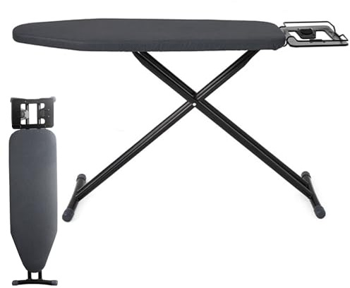 Asse da Stiro Pieghevole con Supporto per Ferro da Stiro, Tavola da Stiro Regolabile a 6 Velocità, Gambe a X in Acciaio per Uso in Lavanderia o Dormitorio, 82 * 110 * 30cm