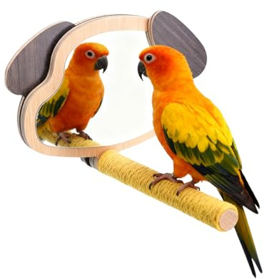 Perchar För Undulater Bur Leksak Med Spegel I Form Av Valpöron | Fågel Lek Och Gym För Förebyggande Av Ledsamhet Mental Stimulering Undulater Toppar Tid När De Är Ensamma Hemma Plats För
