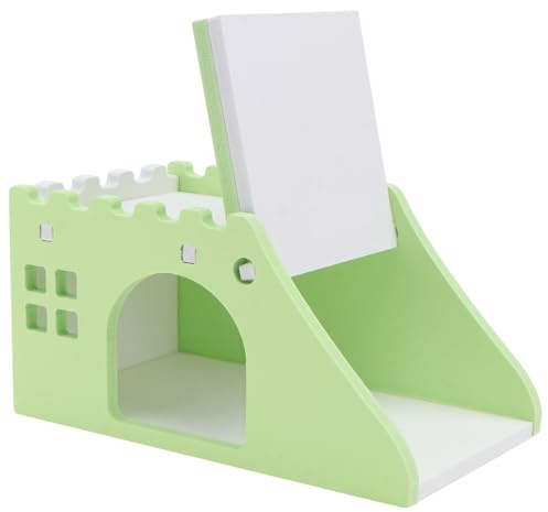 VALICLUD Hamsterhaus aus Holz mit Tür Abnehmbar und Sicher Kleintierhaus für Hamster Mäuse und Igel Grüner Schlafplatz und Versteck