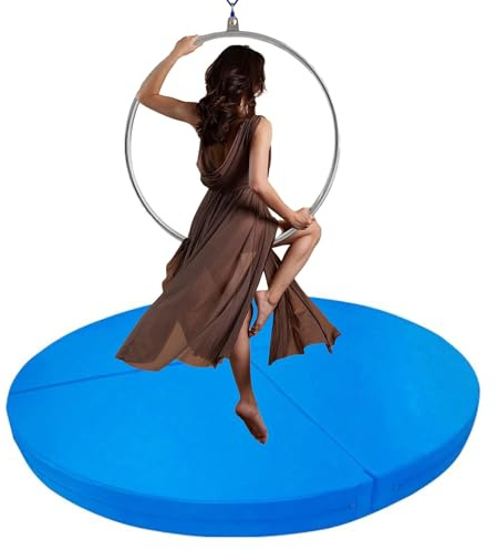 Generisk Pole Dance-matta, 1/2/4 tum tjock crashpad-matta för Aerial Lyra Hoop & dansstång – vikbar yoga crashmatta, antikollisionssäkerhetsmatta för hemmagymmet, blå (59 tum x 2 tum)