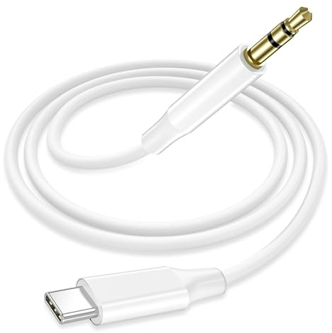 Bamkey Cavo Aux USB C, Adattatore USB C a Jack 3,5mm Cavo Audio Tipo C Flessibile per iPhone 17 16 15 Pro Max, Samsung S26 S25 S24 Ultra, Pixel, iPad, Stereo Auto [1.2M, Bianco]