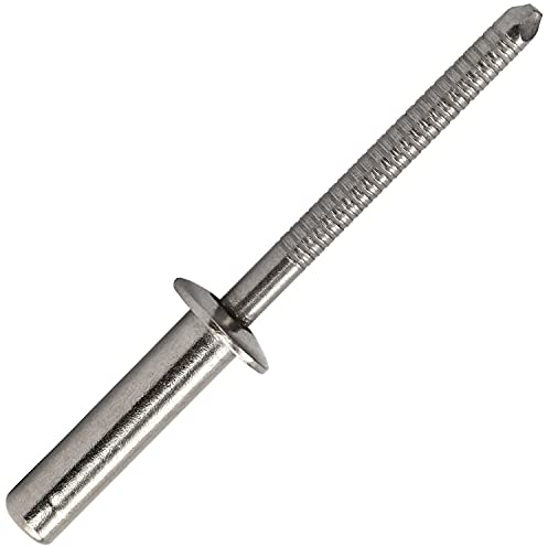OPIOL QUALITY® Dichtblindnieten mit Flachkopf, gerillter Nietdorn 6,4x16 mm aus Edelstahl A2 V2A (50 Stück) Flachkopfnieten Dichtnieten Popnieten Bechernieten Niete ISO 16585