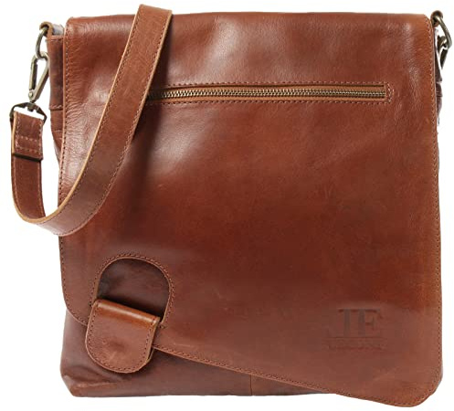 LECONI Umhängetasche Damen-Tasche Crossbag Leder Natur Schultertasche Vintage-Look Ledertasche Frauen + Herren Handtasche aus Echt-Leder 29x29x6cm LE3073