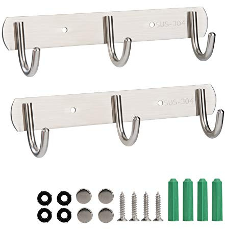 Appendiabiti da parete, 2 ganci da parete, appendiabiti da parete, in acciaio inossidabile, per camera da letto, vestibolo bagno, ufficio, vestiti, asciugamano cappello