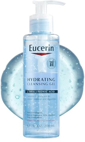 Eucerin Hydrating Cleansing Gel, Daily Face Wash and Makeup Remover Formulated with Hyaluronic Acid, 6.8 Fl Oz Bottle