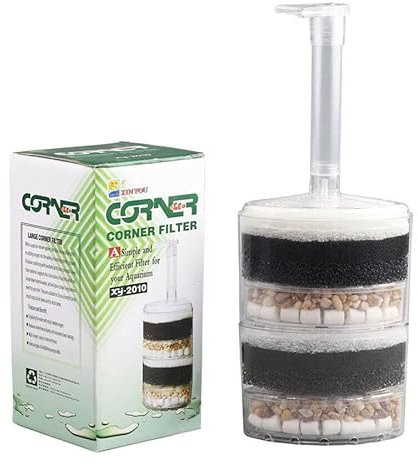 Finest-Filters Air Driven Internal Corner Sponge Filter with Media XY-2010