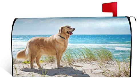 Golden Retriever Magnetische Briefkasten-Abdeckung, Garten, Hof, Heimdekoration für den Außenbereich, Standardgröße: 45,7 x 53,3 cm