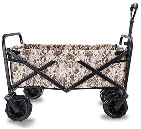 MOLVUS Folding Garden Trolley Cart Heavy Duty Wagon Multi-function Shopping Cart for Outdoor Camping Beach Supermarket With 4 Wheels, Load：90kg (A)