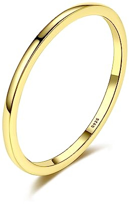 Bellitia Jewelry Dam minimalistisk ring 14k guld stapelbar bandring förlovningsring förlovningsring silver 925