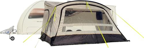 OLPRO View Lite 390 Lightweight Caravan Porch Awning – Quick Pitch Poled Awning for Caravans & Campervans with Extra Large Windows, Panoramic Design & U-Shaped Zip Front Panel