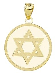 JC Trauringe Unisex Goldanhänger in 585 Gelbgold Davidstern Anhänger Rund Schmuck Kettenanhänger 14 Karat Gold