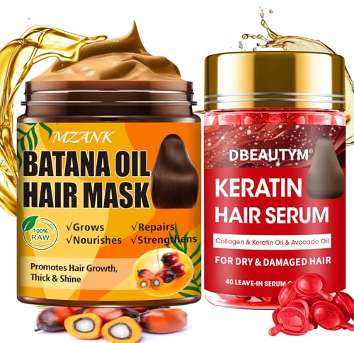 Keratin Hair Treatment,Hair Serum for Frizzy & Dry Damaged Hair,Hair Oil Capsules with Keratin,Avocado Oil,Vitamins A, C, E & B5,Heat Protectant Anti Frizz Leave in Conditioner for All Hair Type