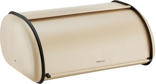 KING HOFF Boîte à pain spacieuse en métal pour pain et biscuits - Longue conservation et fraîcheur - 44 x 27 x 18,5 cm - Beige