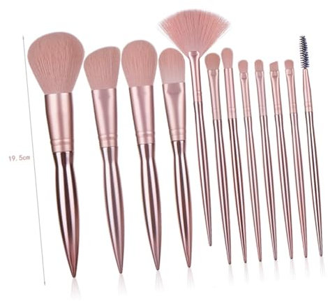 Ipetboom 12 Stück Galvanisiertes Make-up-pinselset Roségold Puderpinsel Kunststoffgriff Kosmetikpinsel Mit Tasche