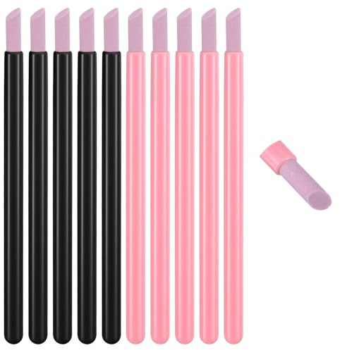 10Pcs Nail Cuticle Remover, Pumice Stone Nail Pushers Plastic Handle Nails Art Pen Cuticle Remover Trimmer for Household Beauty Salon Peeling Dead Skin Repairing