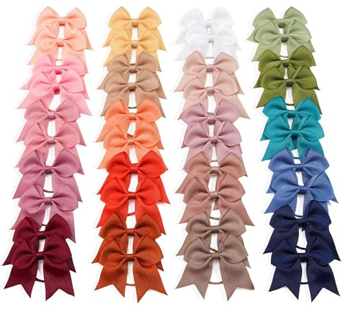 JOYOYO 40 Pcs Toddler Girls Hair Ties and Bows Hair Bobbles - Bow Hair Bands 2.5 Inch Hair Bows Soft Colors
