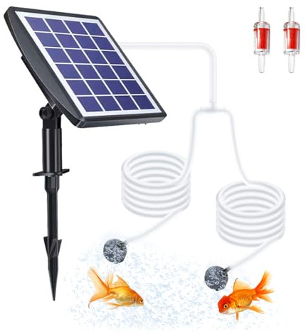 Nzkeuf Pond Aerator Solar Powered, 3W Solar Pond Air Pump, Solar Pond Oxygenator With Bubble Stone, Outdoor Fish Ponds for Pool Aquarium Hydroponics Fish Tank Water Fountain Garden