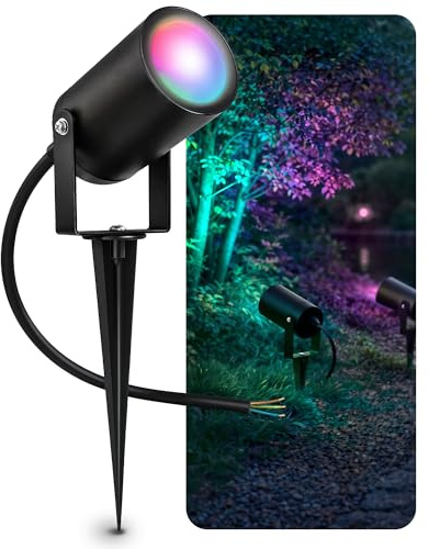 SSC-LUXon KALOA Außenstrahler IP65 Gartenstrahler mit Erdspieß - Punkstrahler mit GU10 SMART Lampe 5W RGB WLAN 3CCT - Indirekte Beleuchtung für Außen