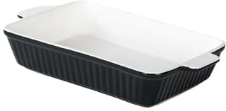 Genérico Fuente For Hornear De Cerámica, Disponible En 3 Tamaños, Bandeja For Lasaña Profunda For Horno, Con Asas, Utensilios For Hornear Duraderos Y Aptos For Horno For Lasaña(Black M)