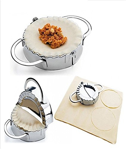 ZY Eco-Friendly Pastry Tools Stainless Steel Dumpling Maker Wraper Dough Cutter Pie Ravioli Dumpling Mould Kitchen Accessories (9.5cm)