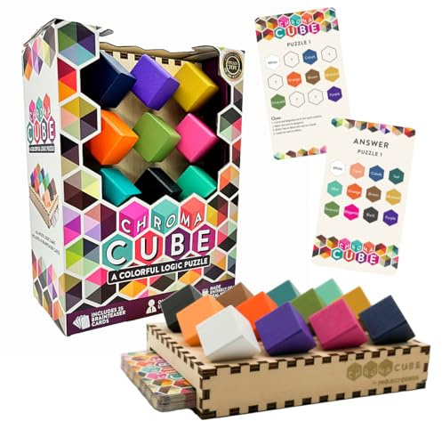 Project Genius, Art Chroma Cube - Pädagogisches Holzpuzzle 3D Puzzle, Brain Teaser Puzzle, Holzpuzzle