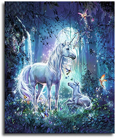 Shukqueen Malen nach Zahlen, DIY Ölgemälde für Erwachsene, Anfänger, Feiertagsgeschenke, Einhorn, 16x20 Zoll (Ohne Rahmen)
