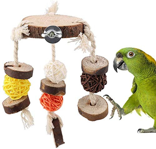 Papageien Kau Spielzeug, Papageien Knoten Blöcke Kau Biss Spielzeug kleine Vögel Schnabel Schleifen Spielzeug Bunte hängende Vogel Käfig Dekorative Zubehör (Farbe Runde)