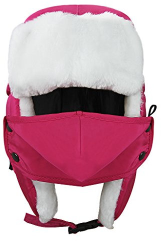 RUIXIB Kinder Fliegermütze Wintermütze mit Ohrenklappen Kinnriemen Abnehmbarer Gesichtschützer Unisex Winddichte Warme Skimütze für Skifahren, Schlittschuhlaufen und andere Kalter Outdoor-Aktivitäten