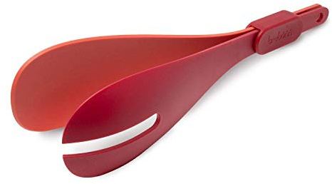 Trebonn Twins Salad Server, Juego de Cubiertos para Ensalada Compuesto de Cuchara y Tenedor. Separadas para Mezclar, Unidas con Pinza para Servir y compactas en el cajón, Nylon, Multicolor, Regular