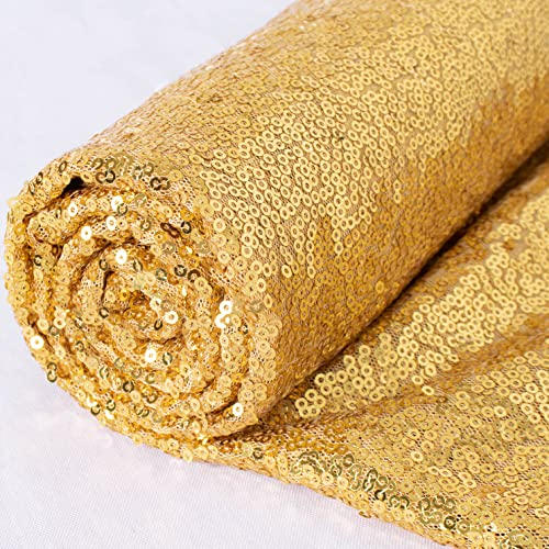 Pailletten Stoff Meterware Gold Futterstoff Pailletten Material Stretch Pailletten Stoff Kleiderstoff Meterware Schneiderstoff Glitzer Stoff für Hochzeit Party Tischdecke Home Decor