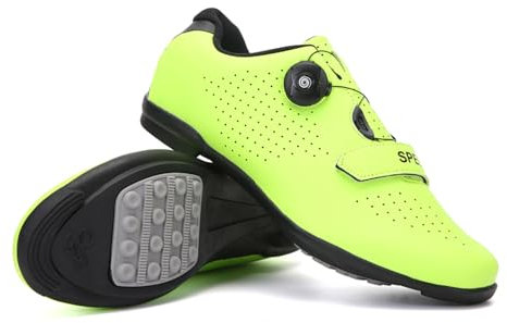 LZQpearl Fahrradschuhe Herren, Rennrad Und Mountainbike Schuhe Mit Gummisohle, Atmungsaktive, rutschfeste No-Lock Fahrradschuhe Mit Schnell Rotierendem Schnürsenkelsystem Yellow, 43