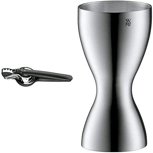 WMF Top Tools Zitruspresse manuell 8 cm, Cromargan Edelstahl, Hebel-Saftpresse für Zitronen, Limetten & Loft Barmaß, mit 2 Einheiten, 2 cl und 4 cl, kleiner Messbecher für exaktes Dosieren