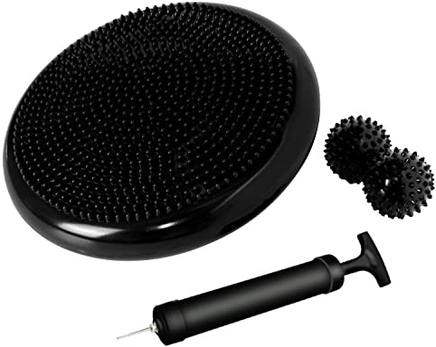 Nvzi Wobble Cushion, Balance Disc, Wiggle Seat, Balance Pads for Physical Therapy, Stability Disc, Wobble Board for Dogs, Office, Sensory Kids, Classroom with Spiky Massage Ball(Black)