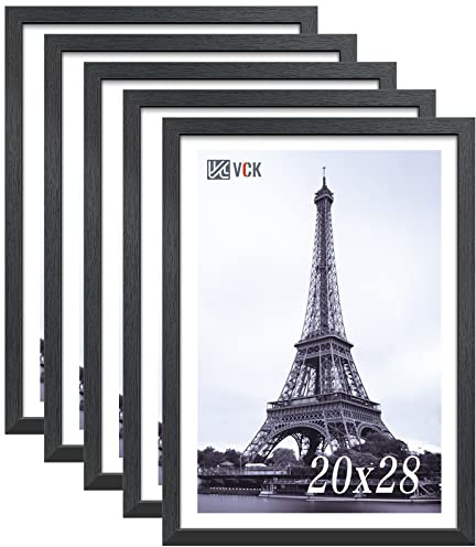 VCK 20x28 Solid Wood Poster Frame Set of 5,Textured Exclusive Black Picture Frames, Wall Hanging
