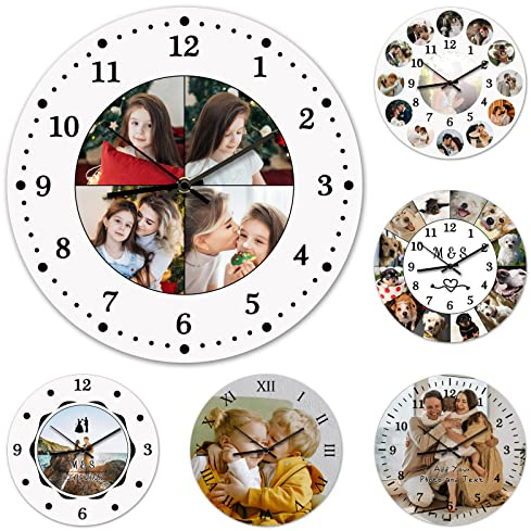 ＨＡＯＡＮＧＺＨＥ Personalisierte Foto Wanduhr, Personalisierte Foto Hängende Zeituhr mit Foto Text, Fügen Sie Ihr Bild/Foto/Logo/Jedes Design Hinzu, für Wohnzimmer, Schlafzimmer, Zuhause, Büro, Schuldekor