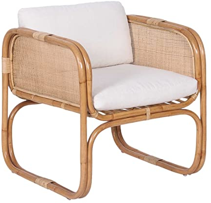 Casa Moro Rattan-Sessel BIMA mit 2 Kissen Armlehnstuhl extra breit aus Natur-Rattan | Qualität Korb-Stuhl Boho Chic Korb-Sessel Retrostuhl für Garten Terrasse Esszimmer | CF2221