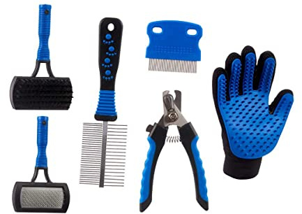 Set de higiene Mascotas 6 Piezas Azul/Negro